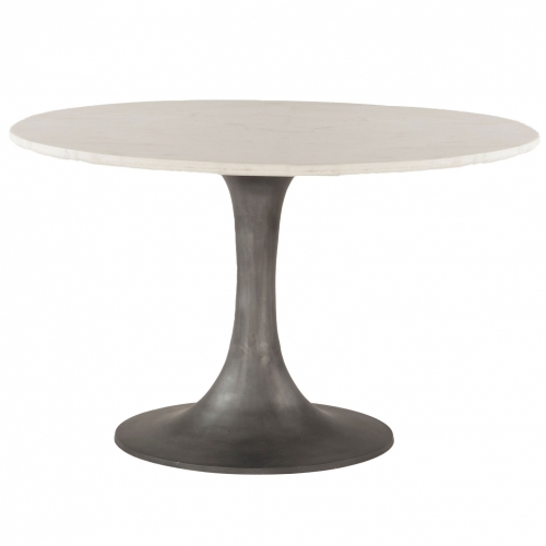 Palm Desert 48" Dining Table in Brown Marble & Bronze Tulip Base