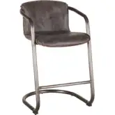 Chiavari Counter Stool Chair in Distressed Black Leather & Brushed Gunmetal (Set of 2)