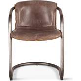 Chiavari Dining Chair in Distressed Brown Leather & Brushed Metal (Set of 2)