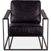 Portlando Accent Arm Chair in Distressed Black Top Grain Leather & Iron