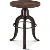 Paxton Adjustable Bar Stool in Recycled Teak & Black Iron