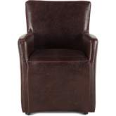 Lily Accent Arm Chair with Wheels in Brown Leather