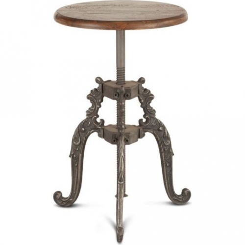 Regina Adj Bar Stool in Weathered Gray Reclaimed Teak & Iron