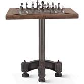 Rustic Revival Chess Game Table in Reclaimed Teak & Iron