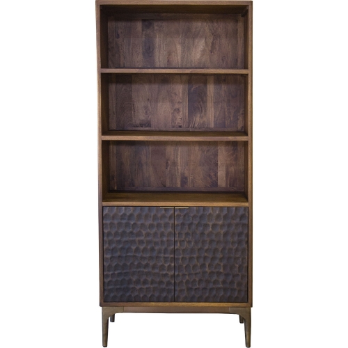 Vallarta Tall Bookcase in Brown Mango Wood & Bronze Aluminum