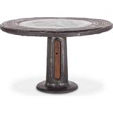 Welles 53" Round Dining Table in Marble, Teak & Cast Iron