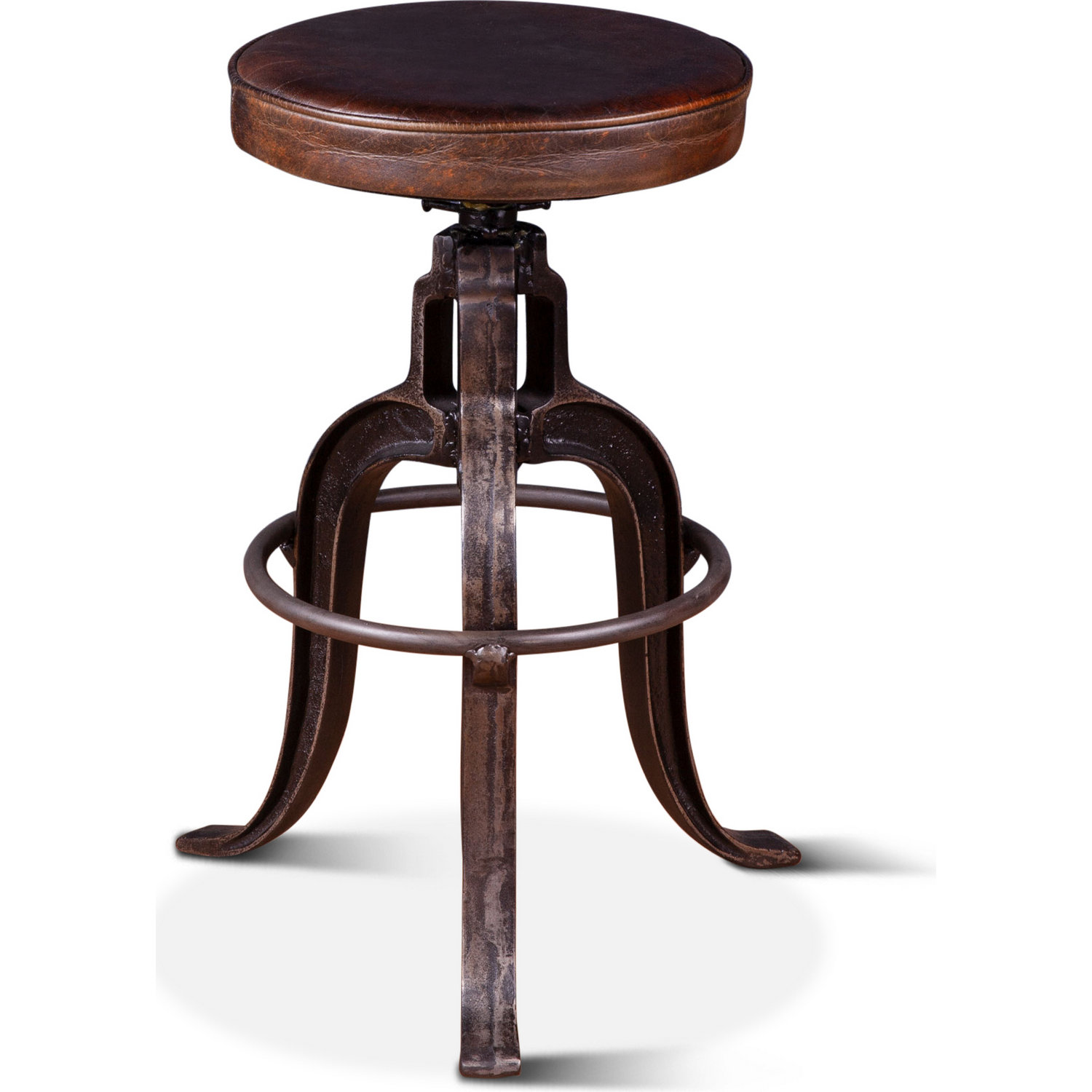 World Interiors ZWSTLSLBR Sterling Adjustable Bar Stool in Vintage Brown  Leather \u0026 Distressed Bronze, image size:1500x1500