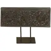 Curio 15" Carved Reclaimed Wood Panel on Reclaimed Iron Stand