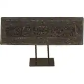 Curio 20" Carved Reclaimed Wood Panel on Reclaimed Iron Stand