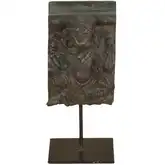 Curio Carved Reclaimed Wood Ganesha on Iron Stand