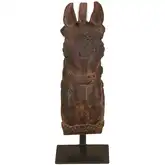 Curio Wooden Horse Head in Reclaimed Wood on Iron Stand