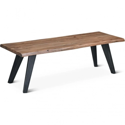 Knoxville 54" Live Edge Dining Bench in Smoked Acacia Wood & Metal