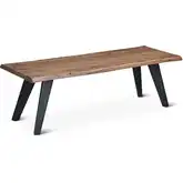 Knoxville 54" Live Edge Dining Bench in Smoked Acacia Wood & Metal
