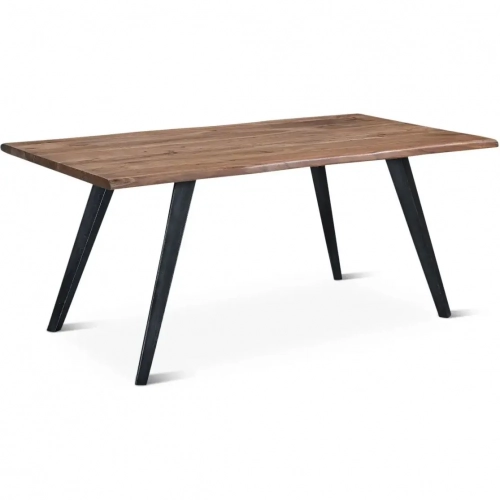 Knoxville 68" Live Edge Dining Table in Smoked Acacia Wood & Metal