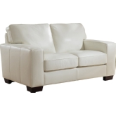 Kimberlly Loveseat in Ivory White Top Grain Leather