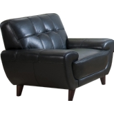 Nicole Arm Chair in Tufted Black Top Grain Leather