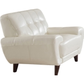 Nicole Arm Chair in Tufted Ivory White Top Grain Leather