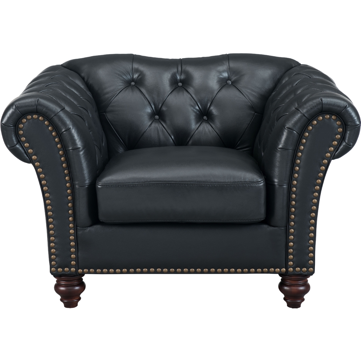 Jane 9121BKC Mona Arm Chair in Tufted Black Top Grain Leather w ...