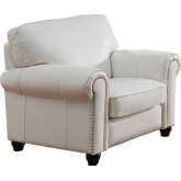 Barbara Arm Chair in Ivory White Top Grain Leather