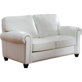 Barbara Loveseat in Ivory White Top Grain Leather