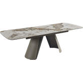 Morandi 71" Extension Dining Table in Gloss Multicolor Ceramic, Taupe & Bronze