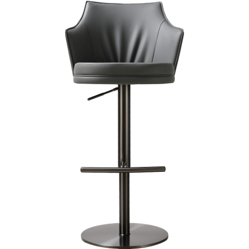 C218A-53 Adj Bar Stool in Charcoal Grey Eco Leather & Brushed Stainless Steel