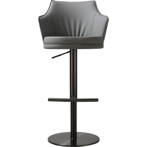 C218A-53 Adj Bar Stool in Grey Eco Leather & Brushed Stainless Steel