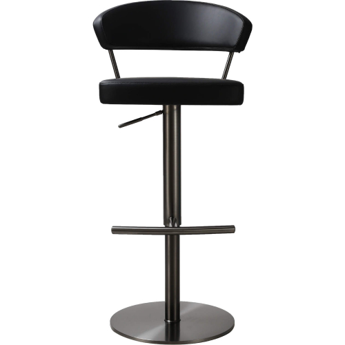 C218A-930 Adj Bar Stool in Black Eco Leather & Brushed Stainless Steel