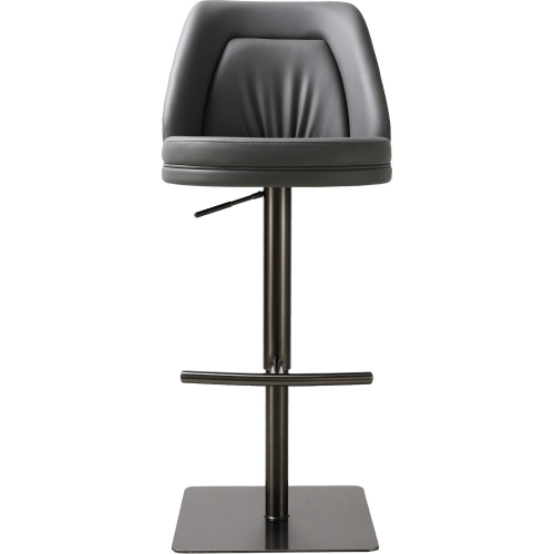 C418A-56 Adj Bar Stool in Charcoal Grey Eco Leather & Brushed Stainless Steel