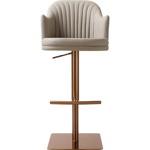 C418A-58 Adj Bar Stool in Beige Eco Leather & Rose Gold Metal