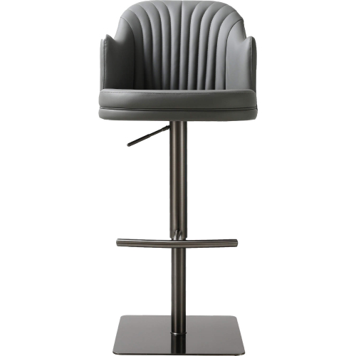 C418A-58 Adj Bar Stool in Charcoal Grey Eco Leather & Black Gold Metal