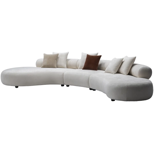 5018 Curved 3 Piece Sofa in White Fabric