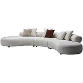 5018 Curved 3 Piece Sofa in White Fabric
