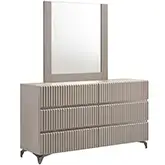 Grace Dresser & Mirror in Taupe Wood & Bronze Metal