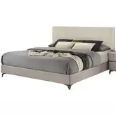 Grace King Bed in Taupe Wood & Warm White Faux Fur