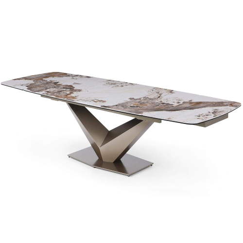 Pandora 71" Extension Dining Table in Multicolor Marble Look & Metal