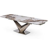 Pandora 71" Extension Dining Table in Multicolor Marble Look & Metal