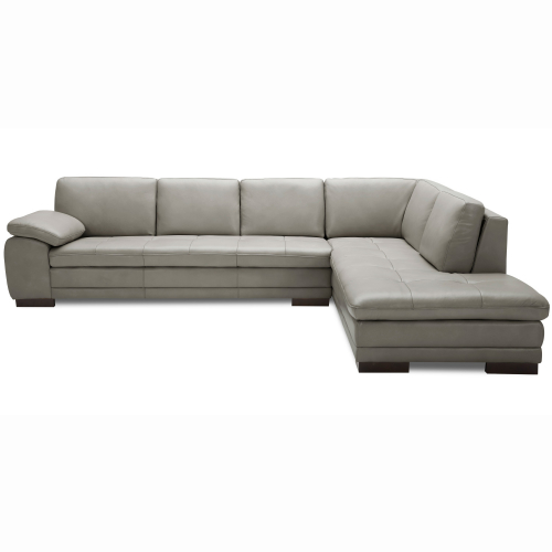 Capri 625 Italian Leather Sectional in Grey with Right Facing Chaise