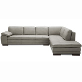 Capri 625 Italian Leather Sectional in Grey w/ Right Facing Chaise