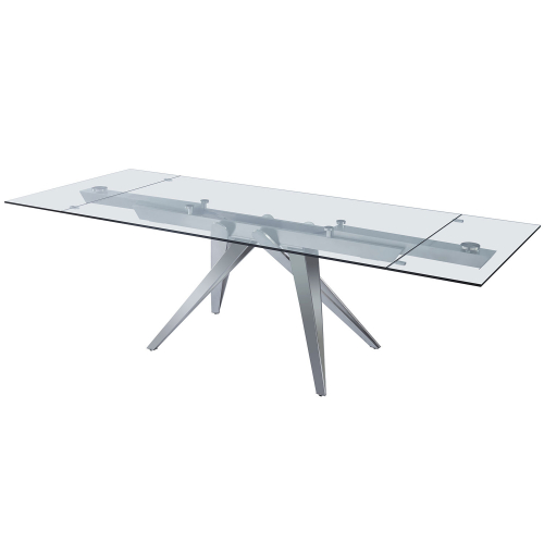 Strata 71" Extension Dining Table in Glass & Stainless Steel