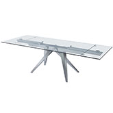 Strata 71" Extension Dining Table in Glass & Stainless Steel