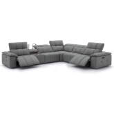 Beaumont Power Zero Gravity Recline Sectional Sofa with Charging in Dark Gray Leather