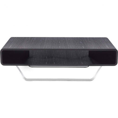 Modern Coffee Table 136A in Grey Wood Veneer & Chrome