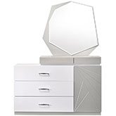 Florence Dresser & Mirror in High Gloss White & Grey Lacquer