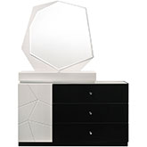 Turin Dresser & Mirror in Light Grey & Black Lacquer