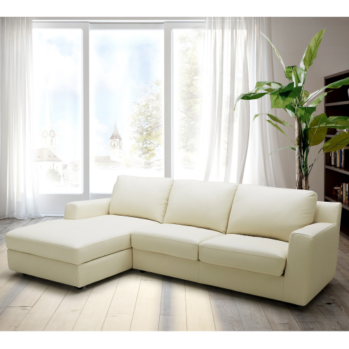 Jenny Sectional Sofa Sleeper with Left Facing Chaise in Premium Leather