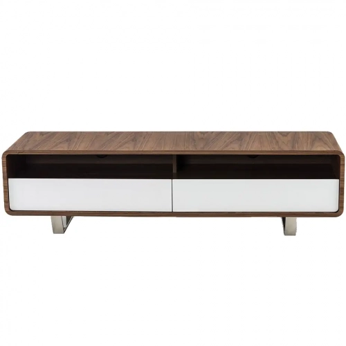 Gramercy 59" TV Stand in Walnut Veneer Frame with White High Gloss Front