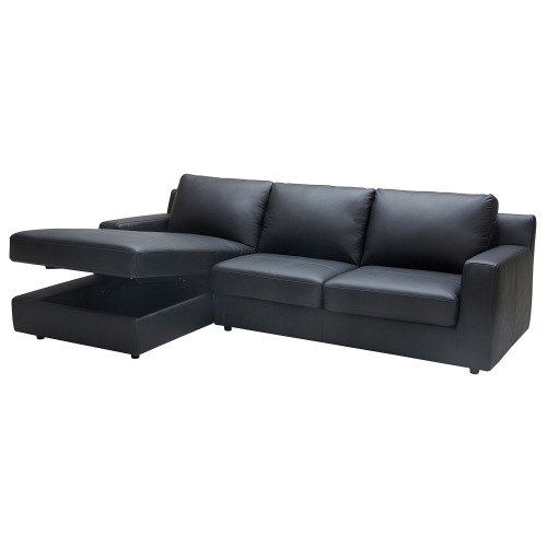 Elizabeth Sectional Sofa Sleeper with Left Facing Chaise in Black Premium Leather