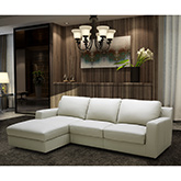 Lauren Sectional Sofa Sleeper with Left Facing Chaise in Light Grey Premium Leather
