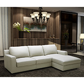 Lauren Sectional Sofa Sleeper with Right Facing Chaise in Light Grey Premium Leather